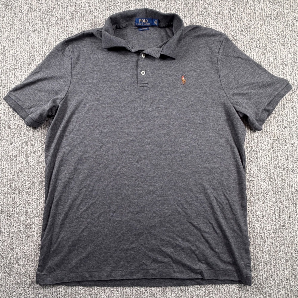 Polo Ralph Lauren Polo Shirt Mens LG Gray Classic Fit Short Sleeve Jersey Pony